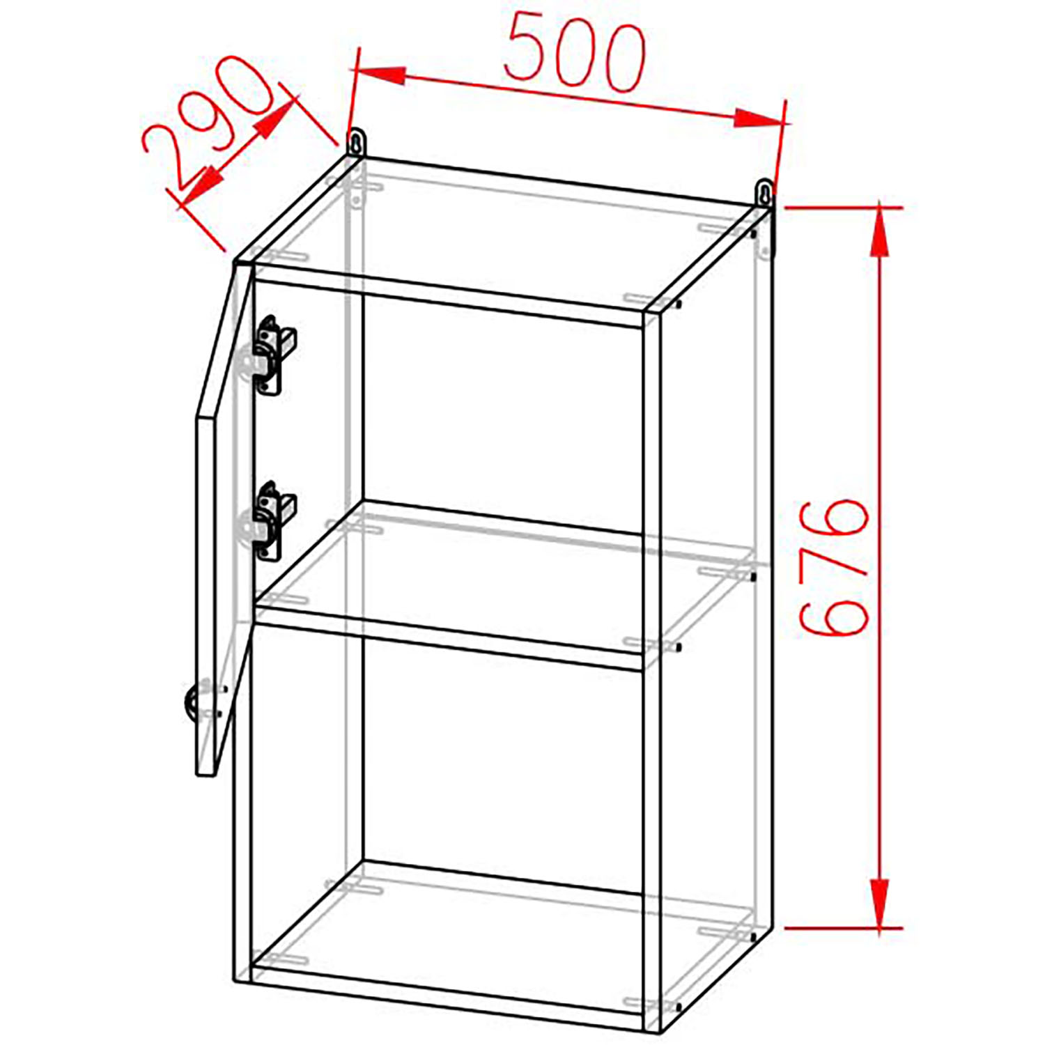 Шкаф навесной 500х676х290 мм BROZEX-WOOD Camellia, с дверцей, серый / юта