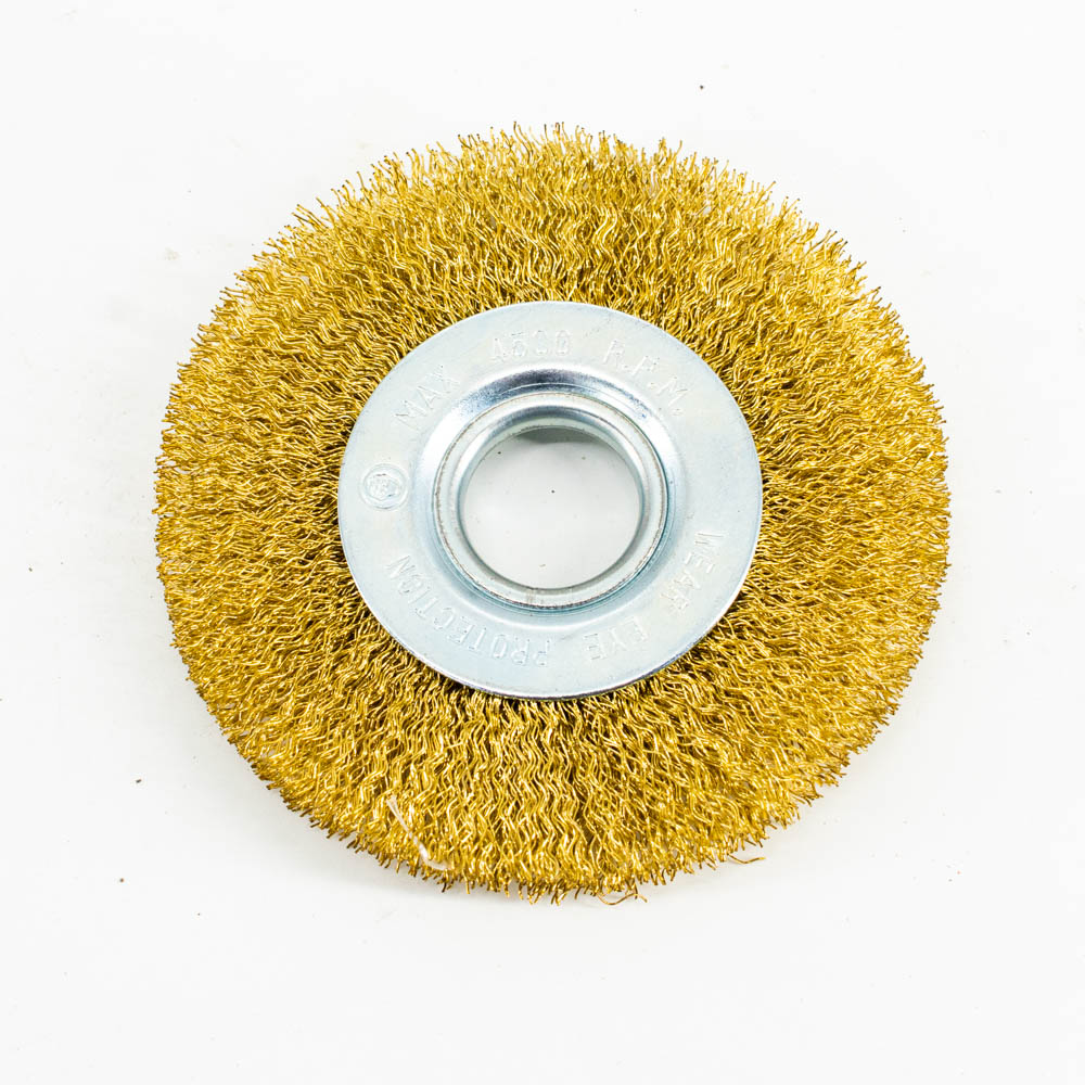 Щетка-крацовка "плоская" латунирован.круч.провол.0,3мм100мм 22,2мм для УШМ арт.36703100 Bohrer*1/100