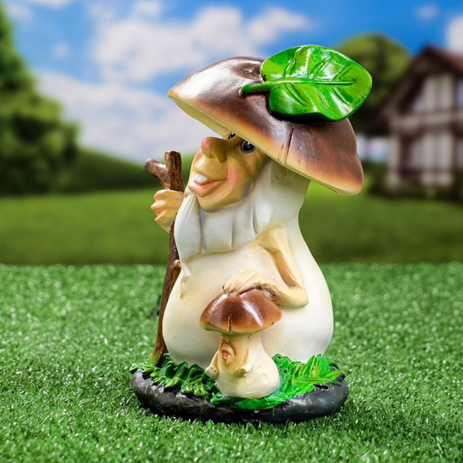 Садовая фигура "Сказочный гриб Боровик" 12,5x10,5x18см 7751134