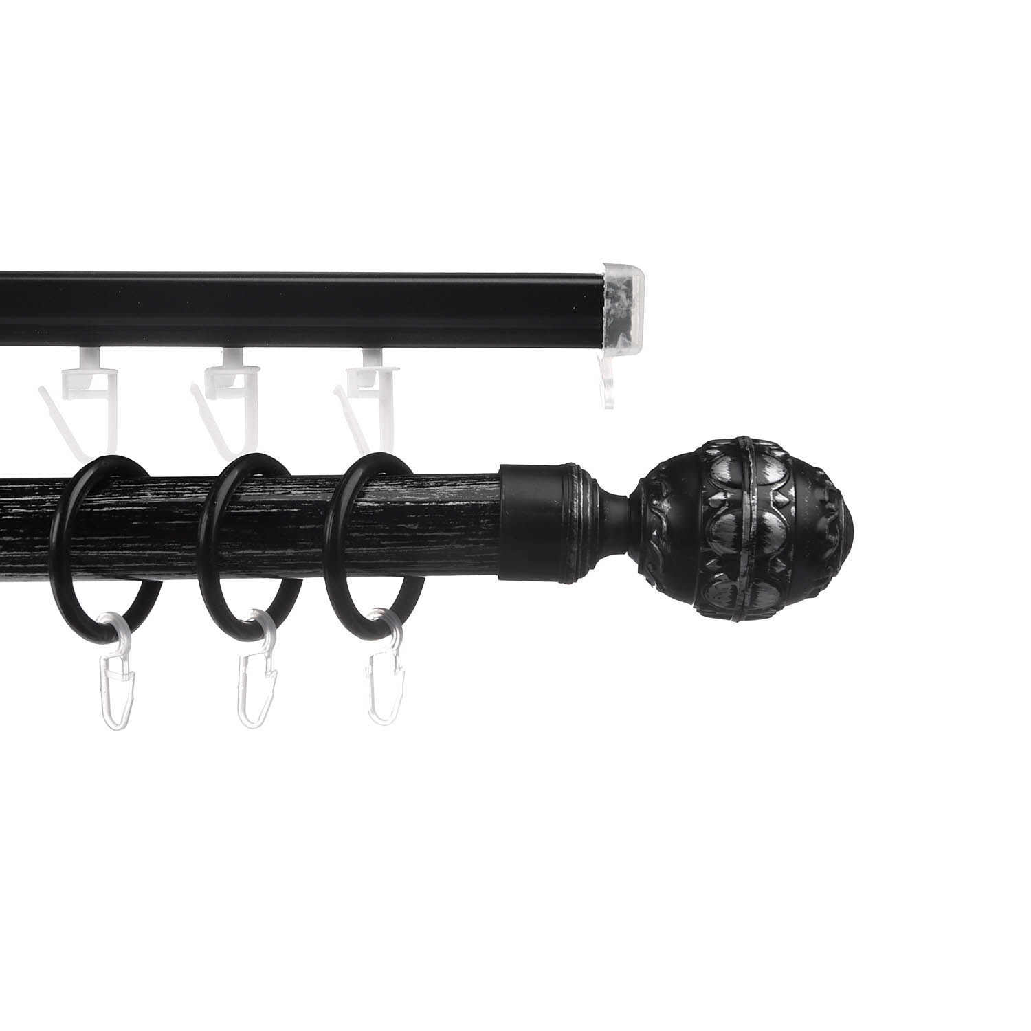 Карниз круглый d28мм Черненое серебро/патина + U-шина 3,0 Валанс Легранд *5