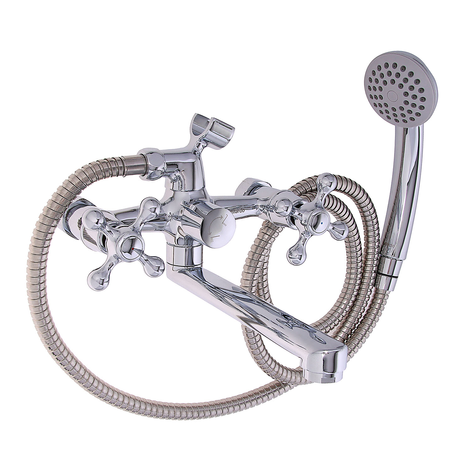 Смеситель для ванны Milardo Duplex, длинный излив, двухвентильный, с лейкой