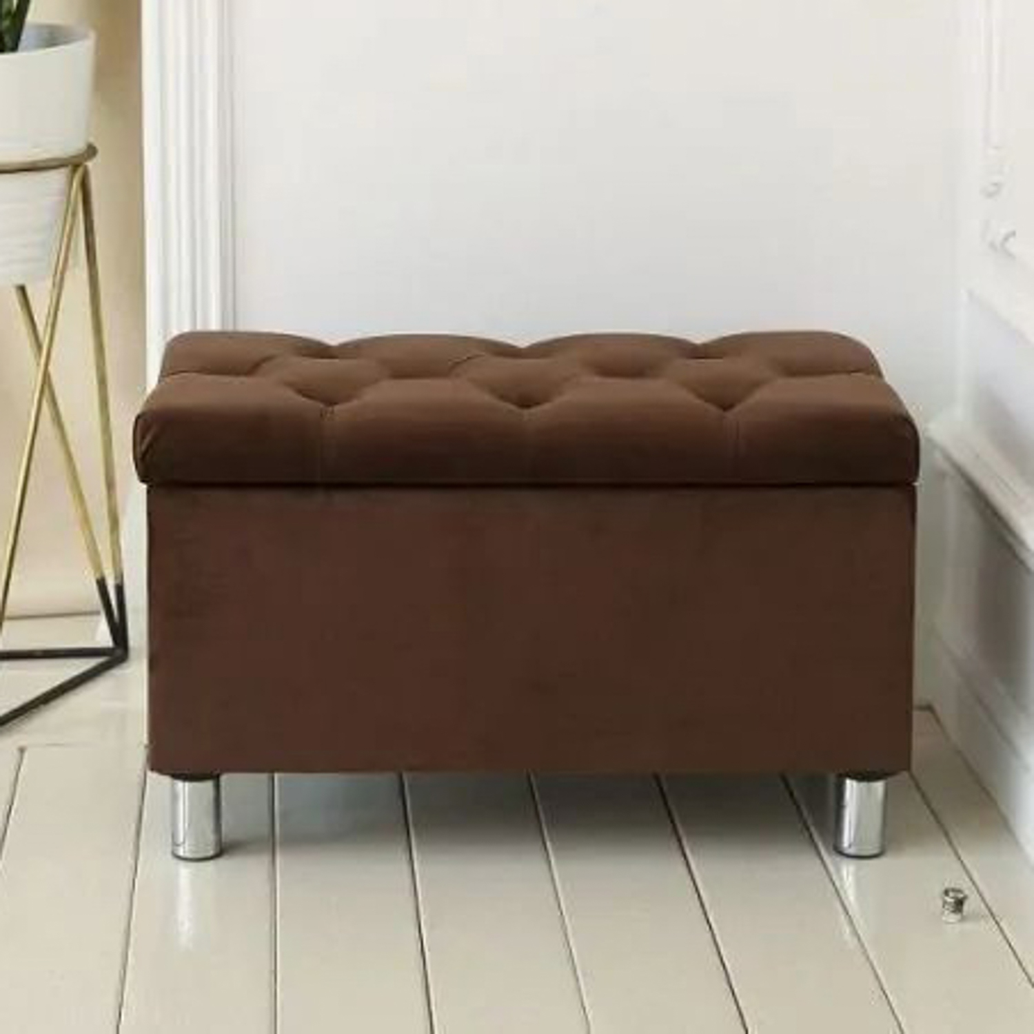 Банкетка FORPOST, 40х48х75 см, каретная стяжка, велюр конфетти корица, коричневый