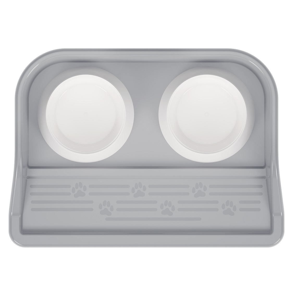 Миски для животных пластм. 2-е ёмкости на ПОДДОНЕ 410х300х60мм Серый М8629 *1/10