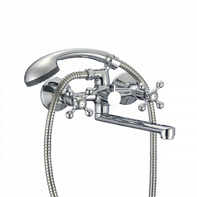 Смеситель для ванны Milardo Duplex, длинный излив, двухвентильный, с лейкой