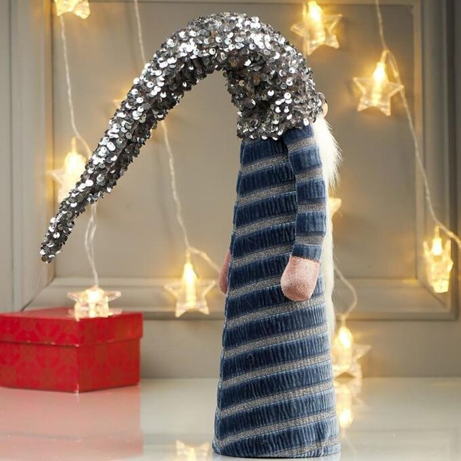 яяяКукла интерьерная "Дедушка в синей шубке, в колпаке с пайетками" 60х12х12 см   4822667