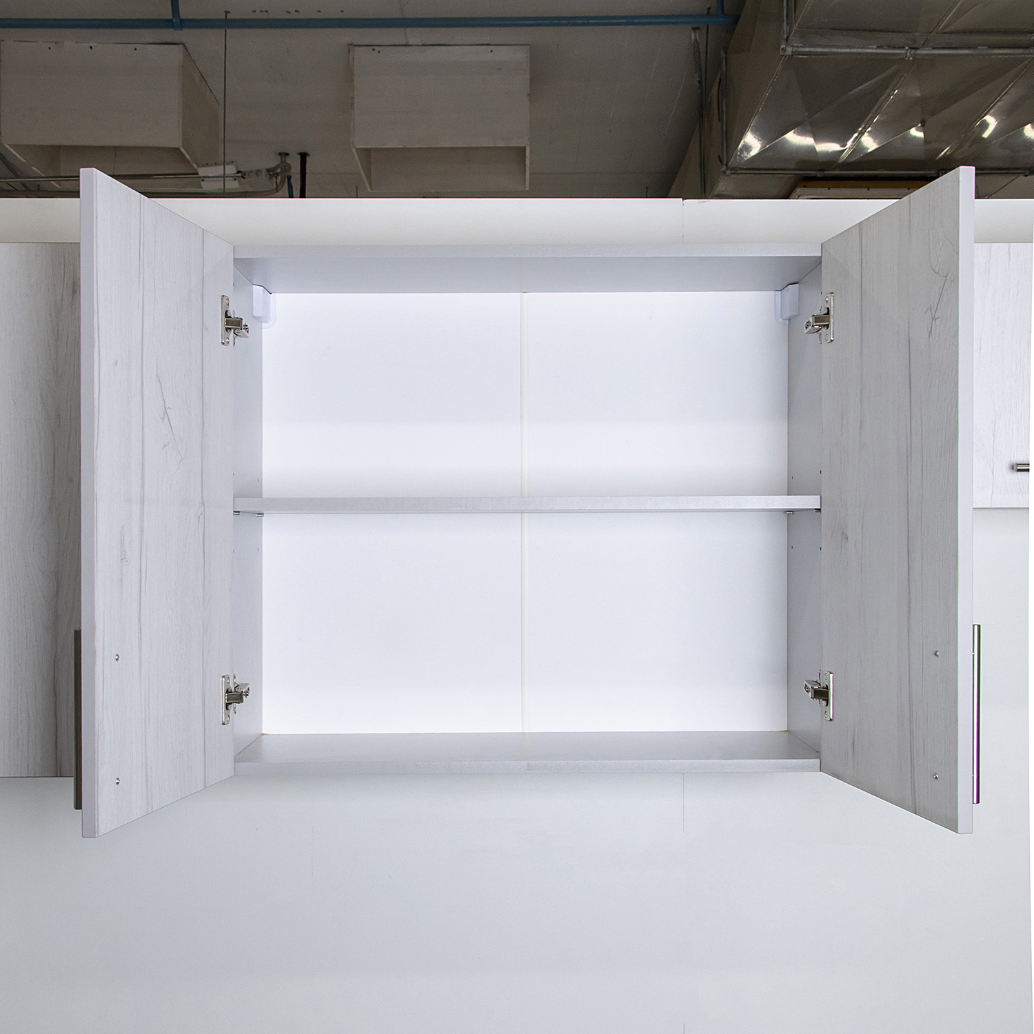 Шкаф навесной 800х676х290 мм BROZEX-WOOD Camellia, с двумя дверцами, серый / юта