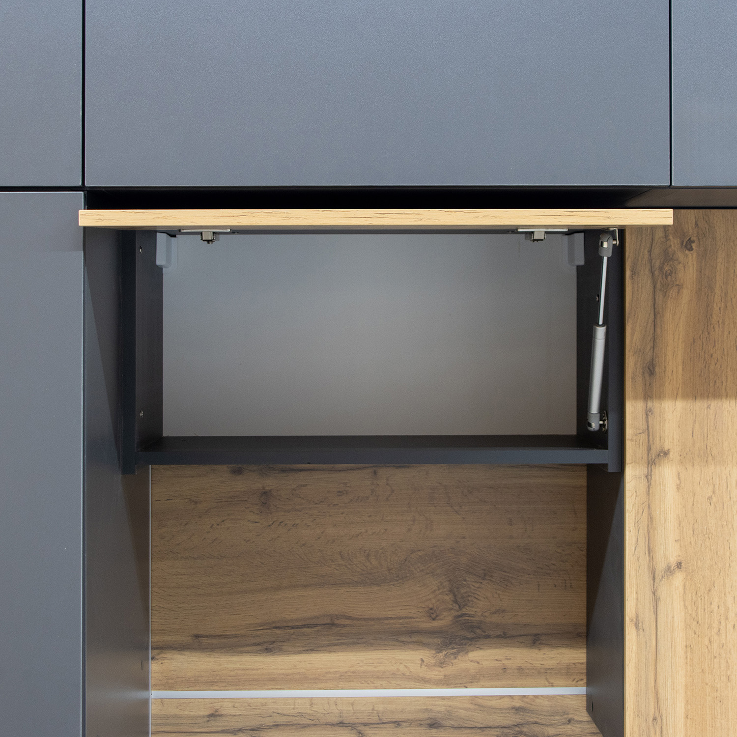 Шкаф навесной 600х338х290 мм BROZEX-WOOD Next, для вытяжки, с дверцей, графит / дуб вотан