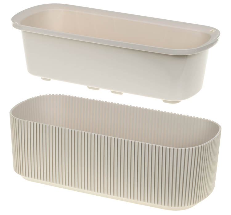 Кашпо пластм. "Стрип" 1,7л 290х130мм h92мм со вставкой Кремовый М3251 ("М-Пластика") *1/9