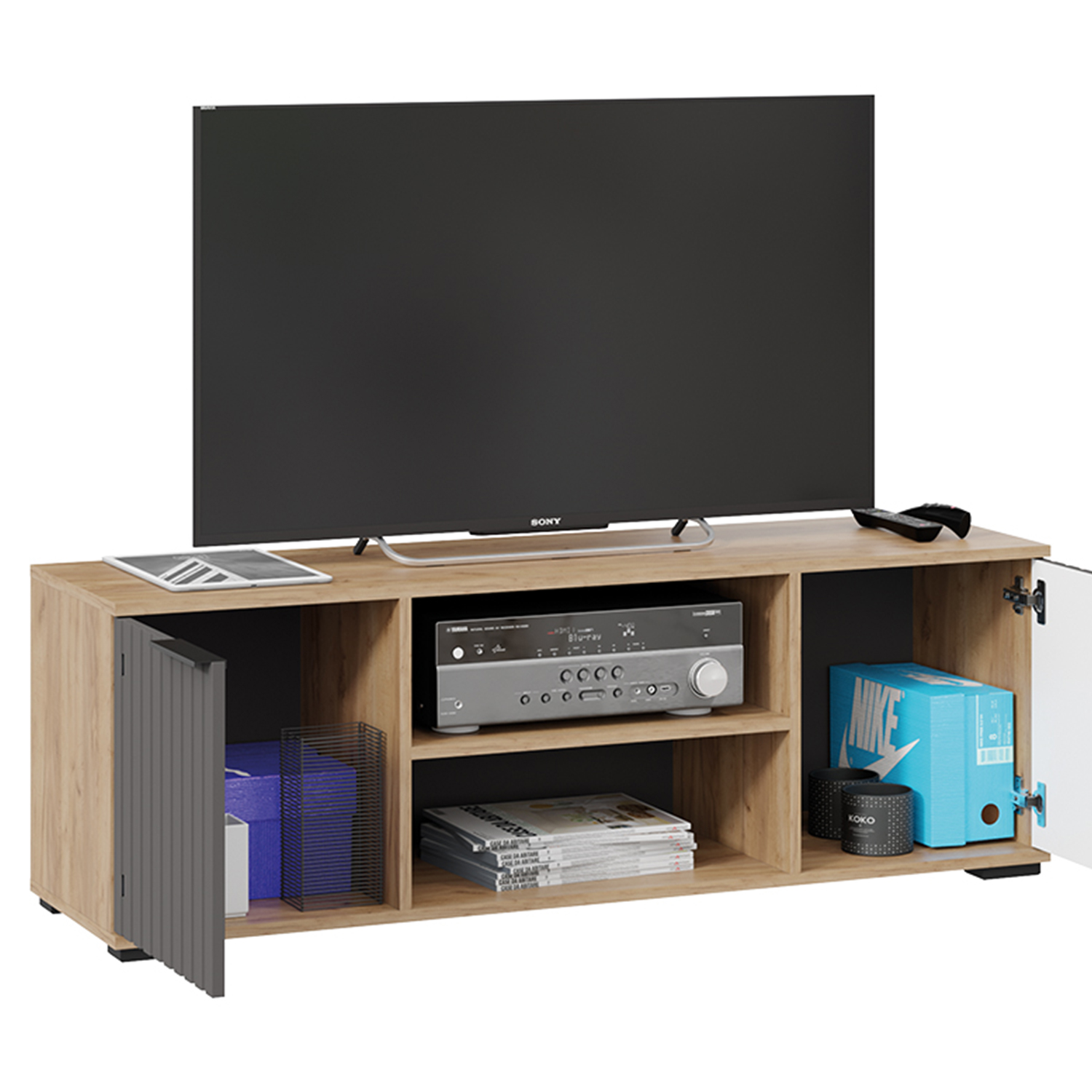 Тумба под ТВ 1711*374*452 Дуб крафт золотой/Графит матовый Хилтон ТриЯ*1