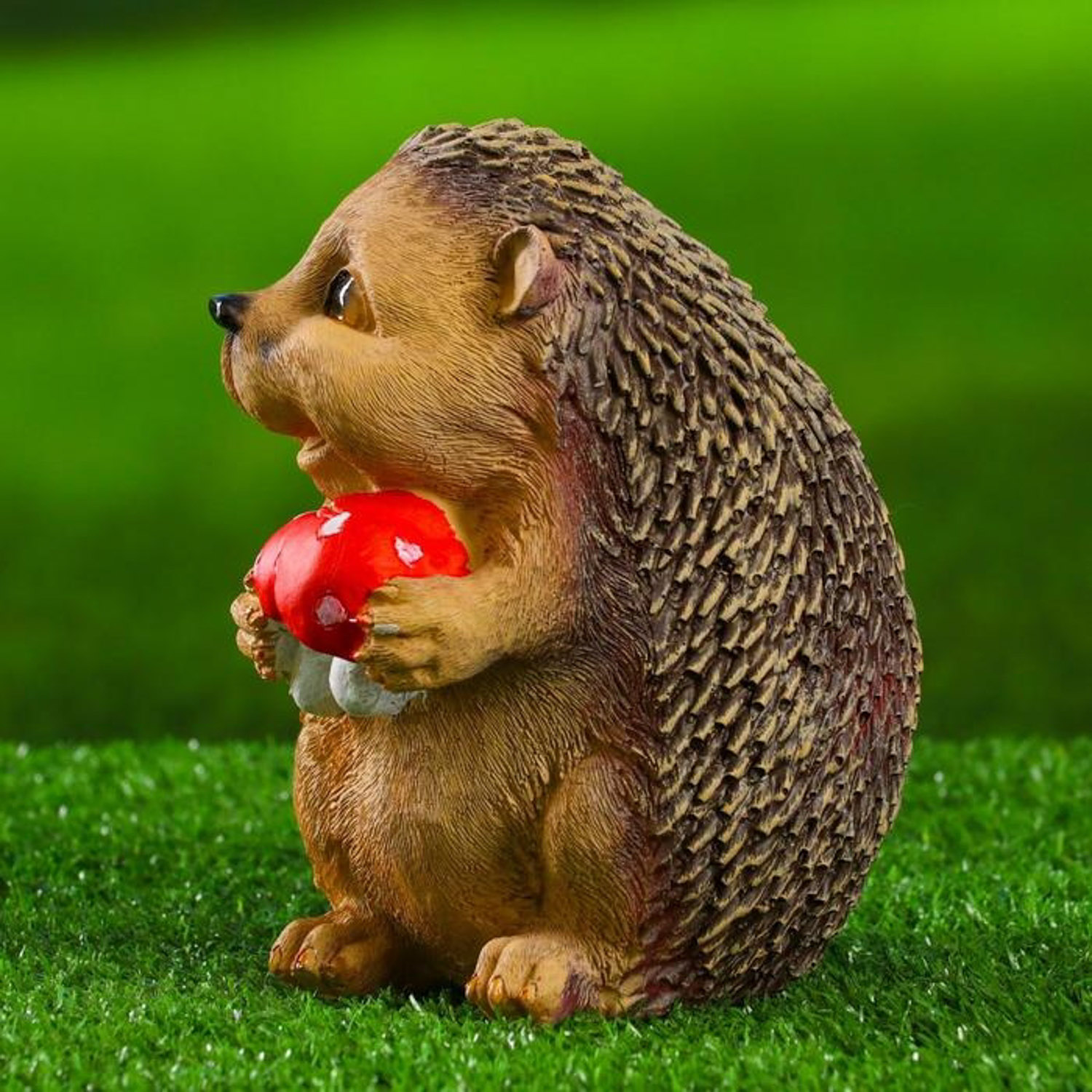 Садовая фигура "Ежик с грибами милый" 16х13х11см   6780531