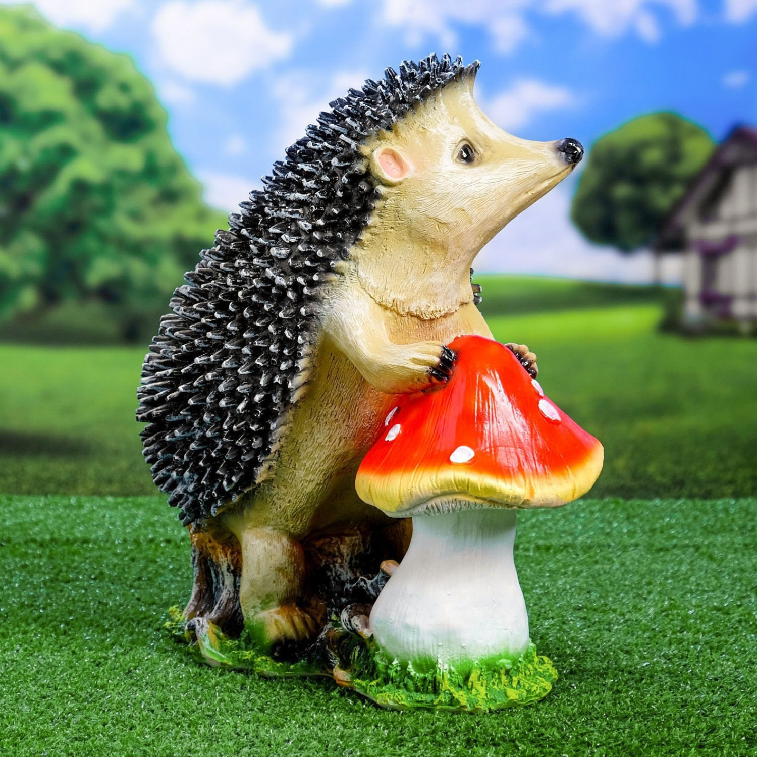 Садовая фигура "Ёж с грибом" большой 38*22*38 см 1090087