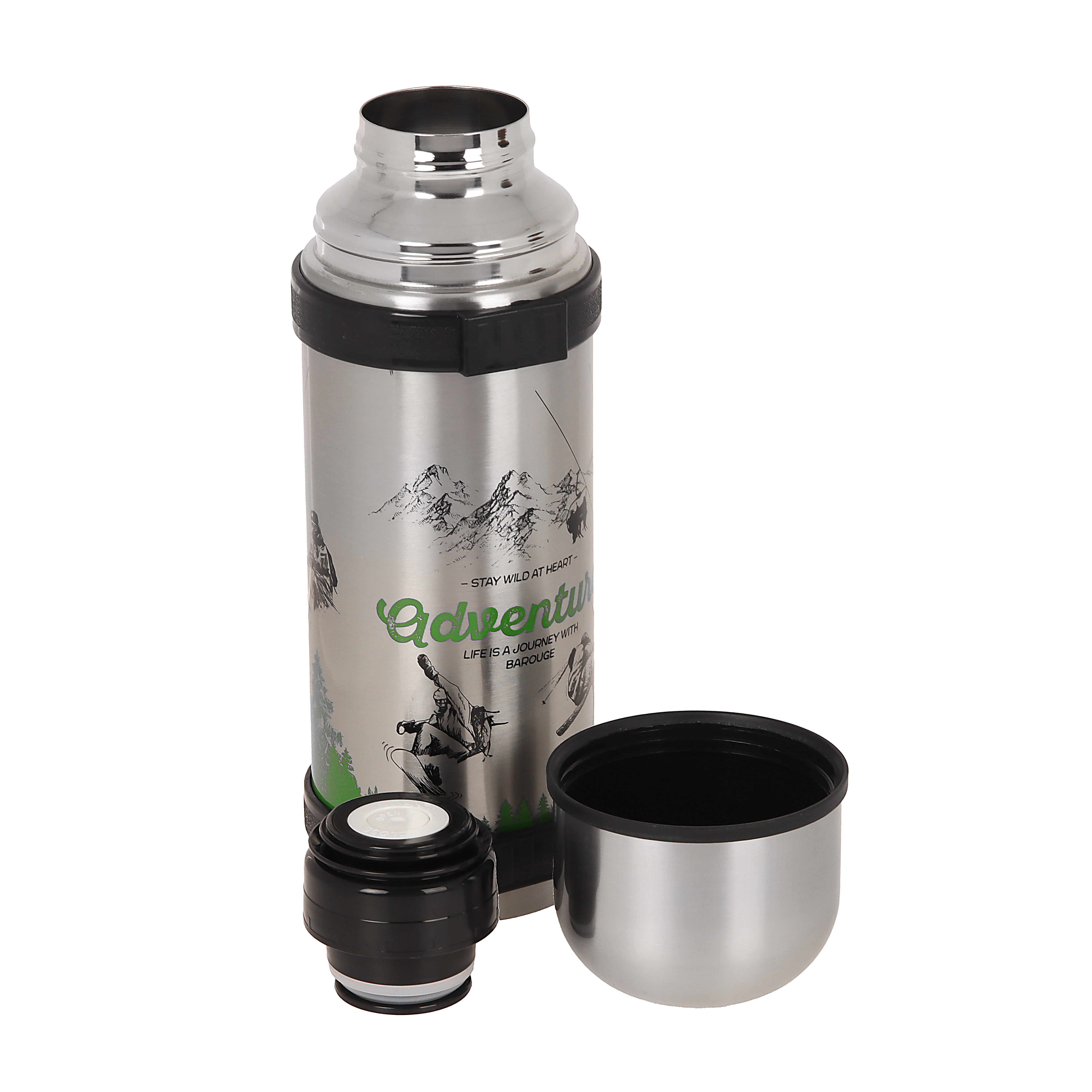 Термос нерж."Barouge" 1,0л Узк..горло, складыв. ручка BT-412F *1/30