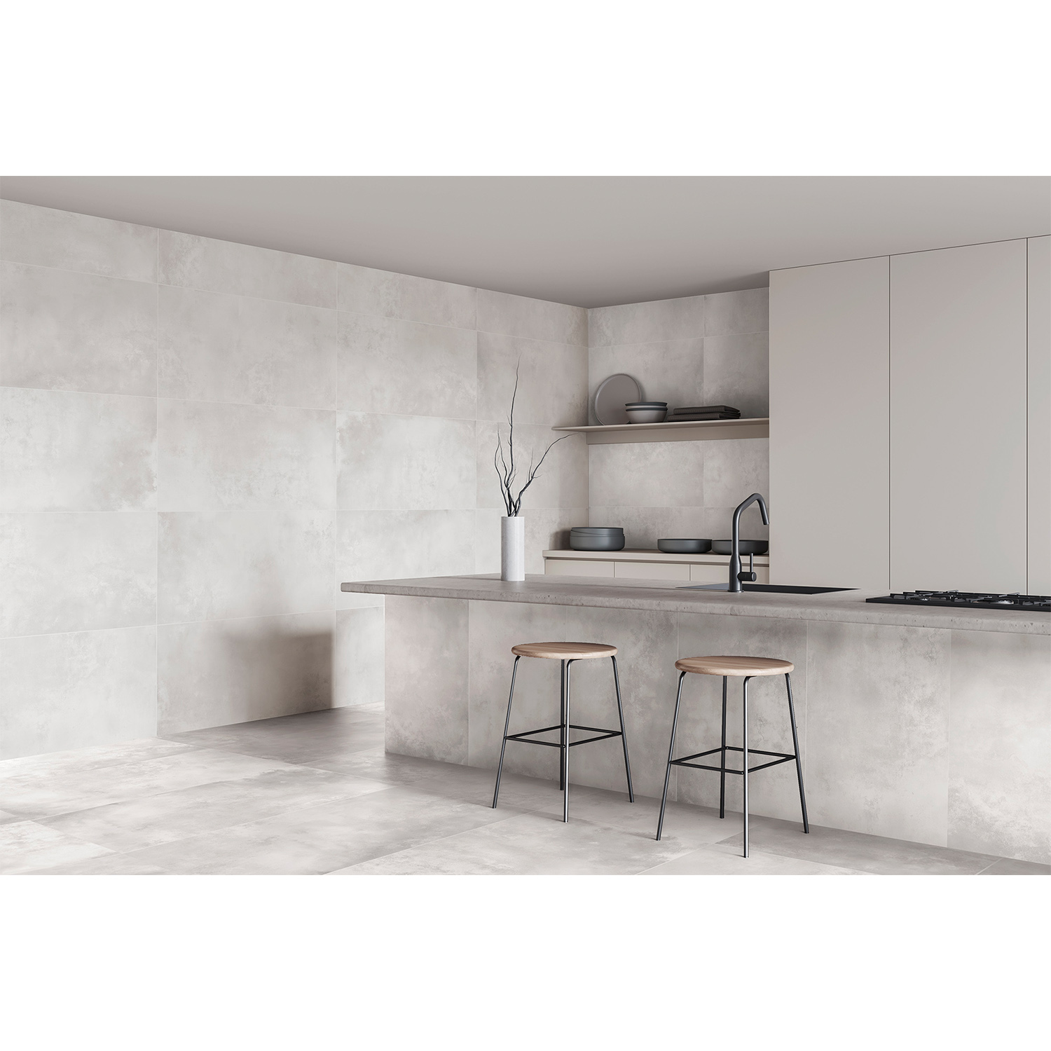 Керамогранит 1.44 м² Global Tile Vibe GT120603206MR, 1200х600х9 мм, глазурованный, светло-серый
