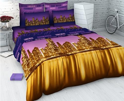 Постельное белье 1,5сп бязь Василиса 3698/1 Ночной город нав70*70,пр150*214 *1/6