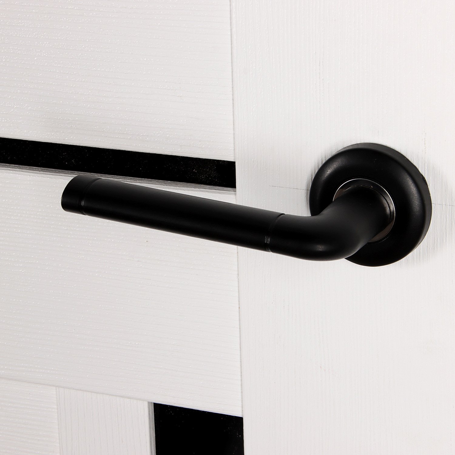 Комплект двери Даллас, 2000х800 мм, полотно, погонаж, фурнитура, дуб белый/черный лакобель