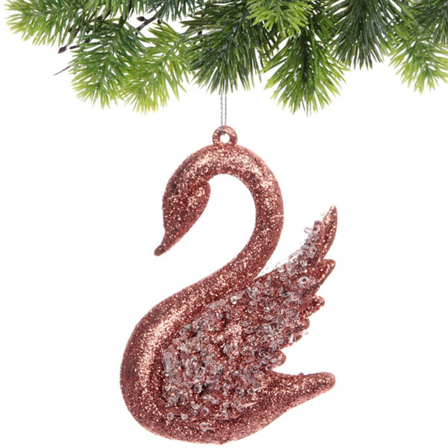 Подвеска "Сказочный лебедь" 8*11 см, Янтарь