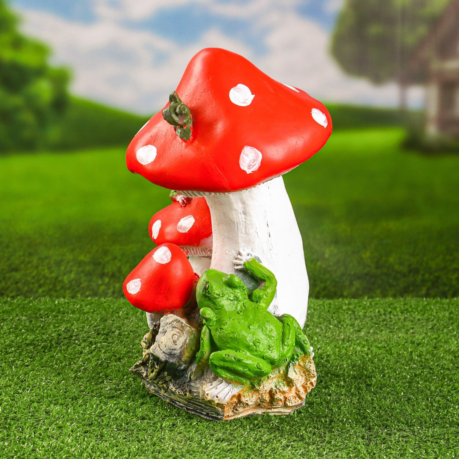 Садовая фигура "Гриб с лягушкой" средняя, 31х22см 9487941