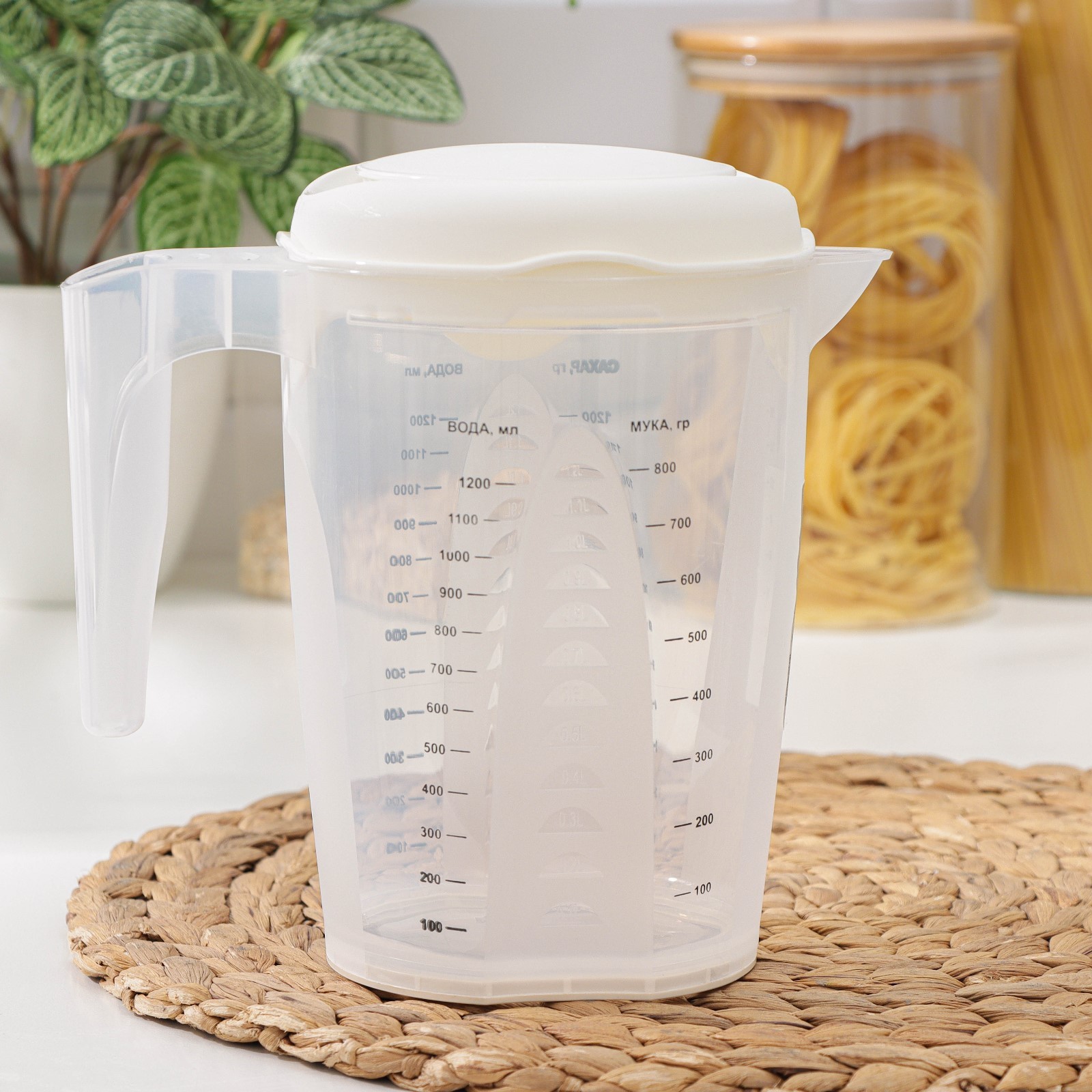 Емкость д/продуктов д/Миксера пластм. 1,5л цвет микс PT1148 ("Plast Team") *1/8/16