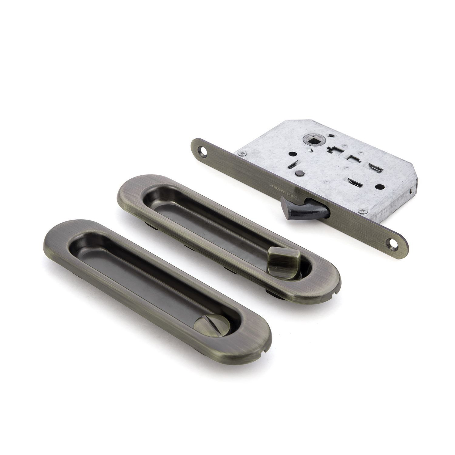 Ручка с замком для раздв. дверей  01BK АВ (овальная ручка) 1/5/50