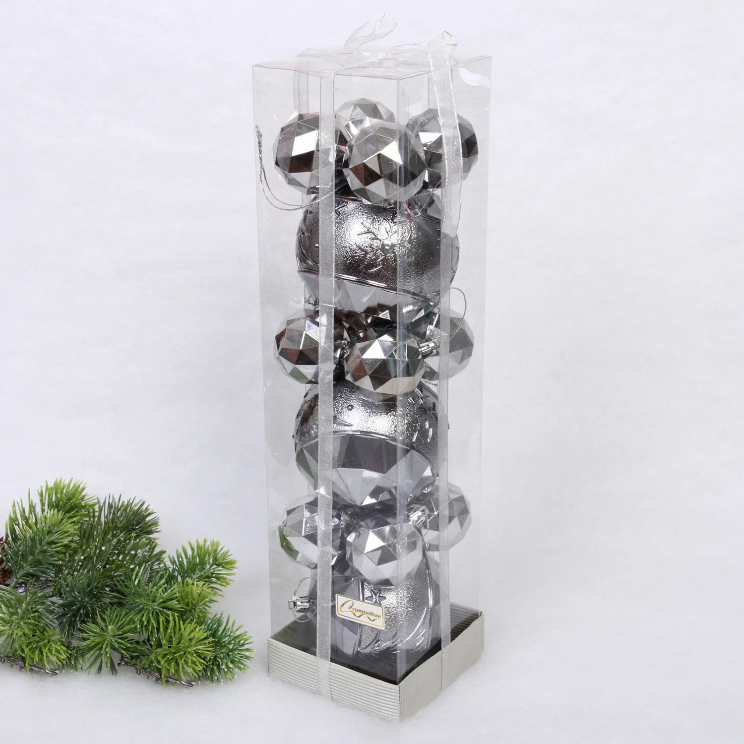 Набор шаров "Miracle" 10 см + 5 см (15 предметов), Графит