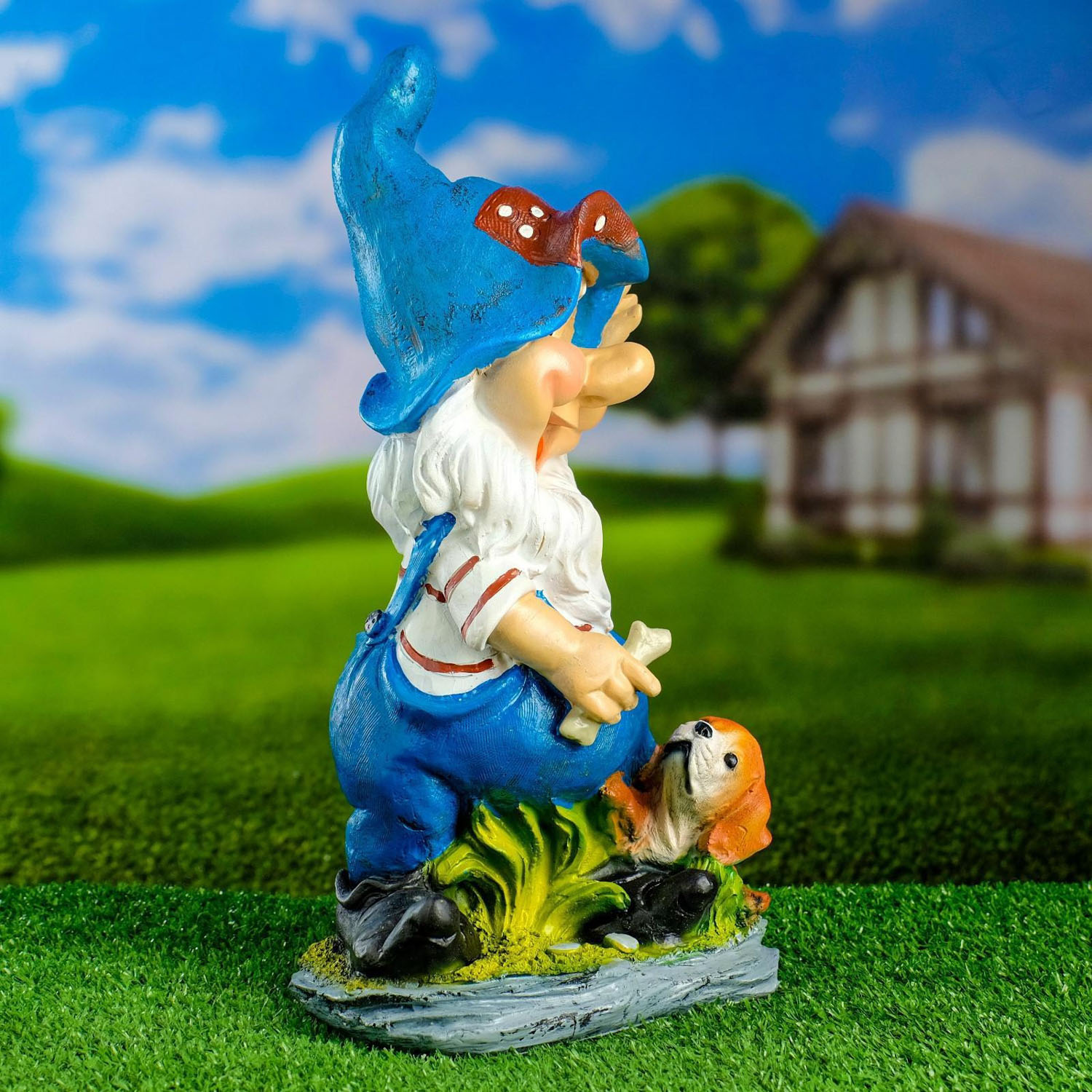 Садовая фигура "Гном со щенком" 22х38см 7025694