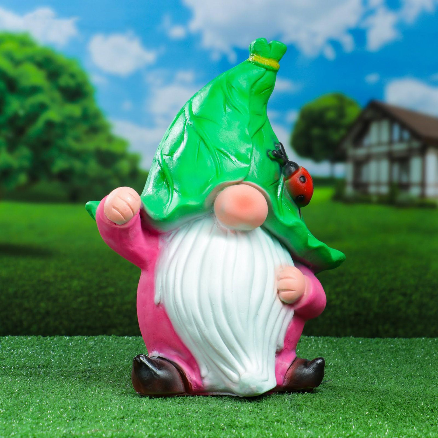 Садовая фигура "Гном с божьей коровкой" 40х31х23см  4895453