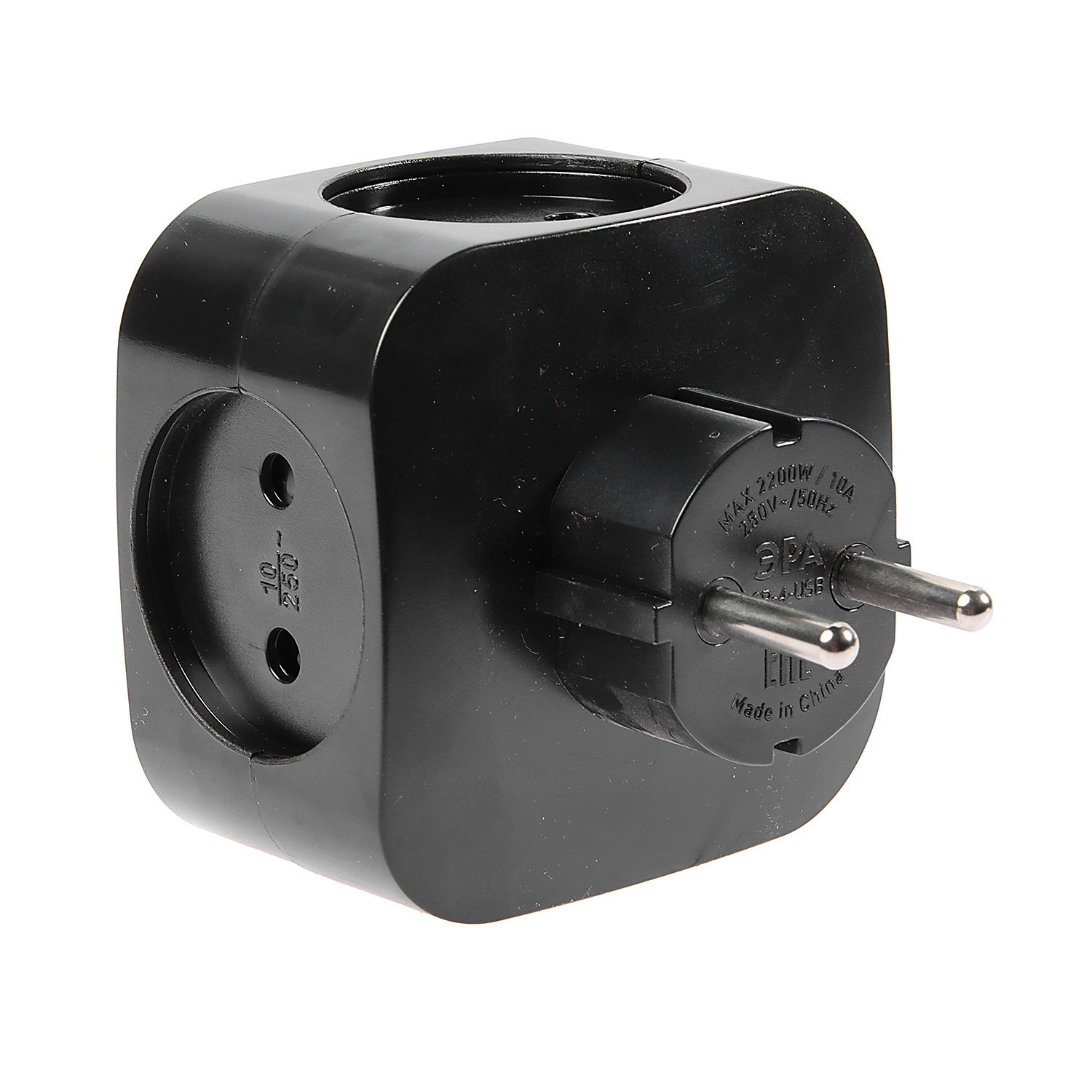 Разветвитель 4 розетки +2*USB б/з 10А ЧЕРНЫЙ ЭРА SP-4-USB-B *1/10/60