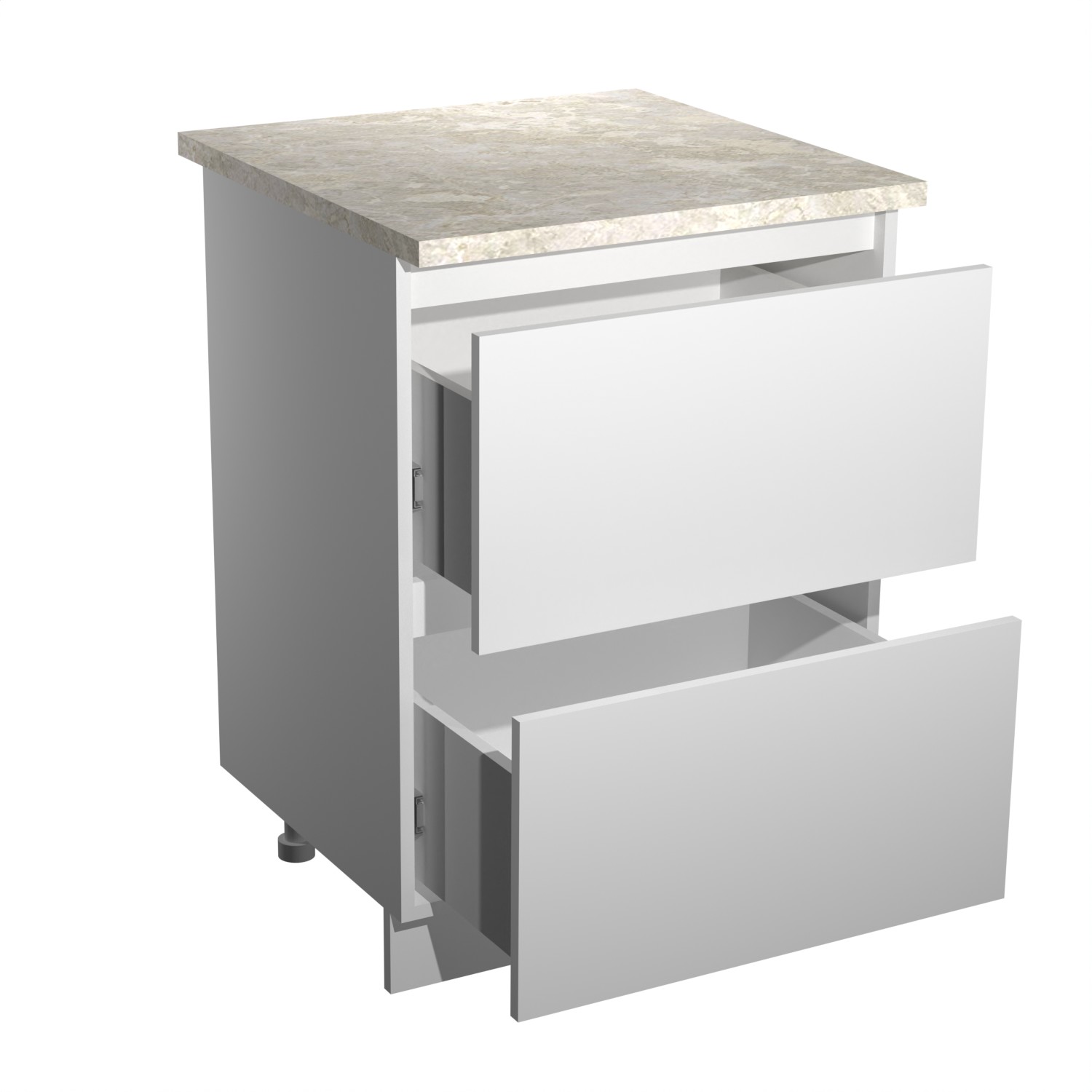 Шкаф напольный 600х850х600 мм BROZEX-WOOD Стиль, с двумя ящиками, белый