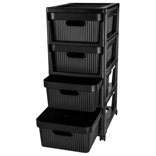 Комод пластм. "Velvet" 4 ящика выс.690мм, шир.300мм, гл.385мм Черный 435218813 ("Бытпласт") *1