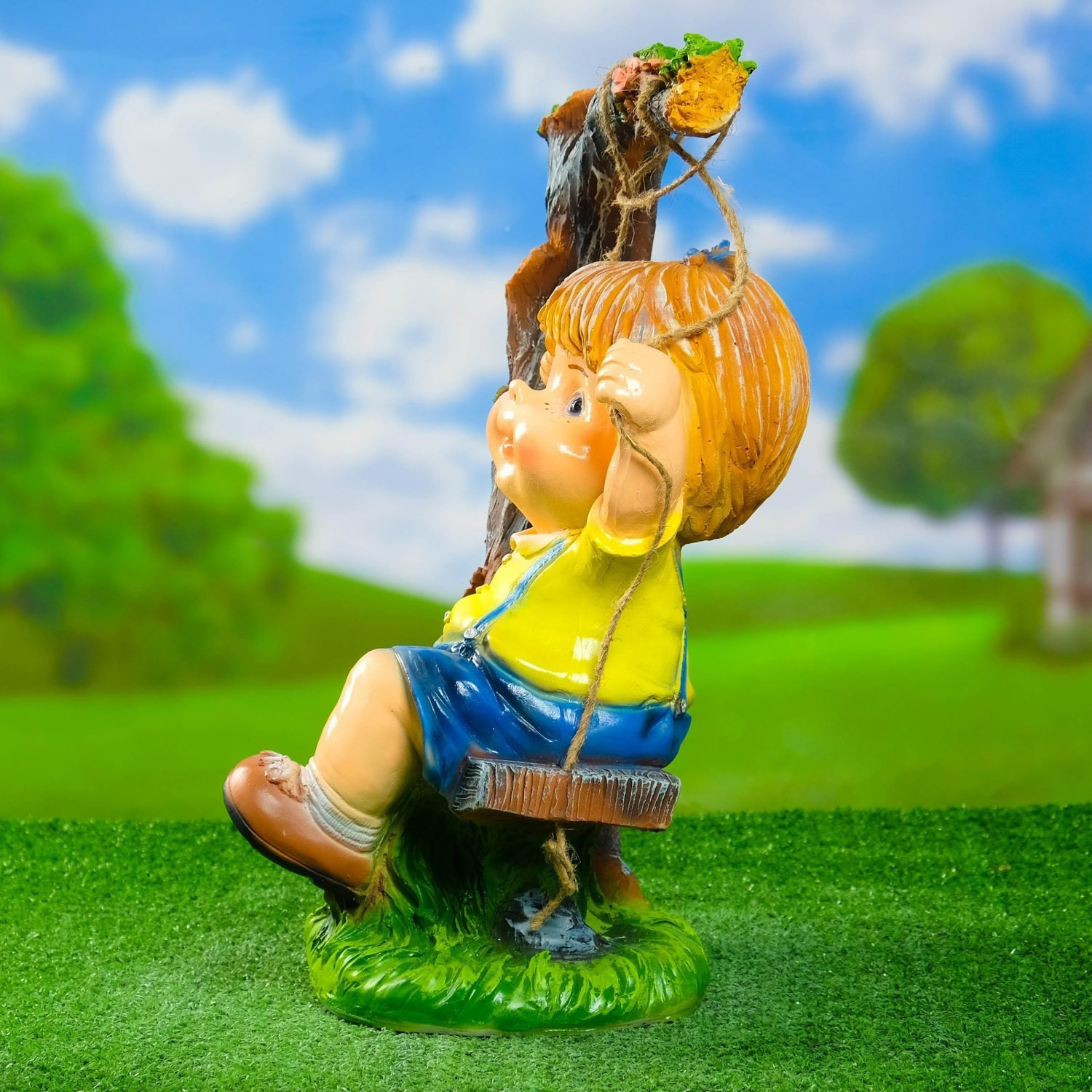 Садовая фигура "Мальчик на качелях" 44см   4074850