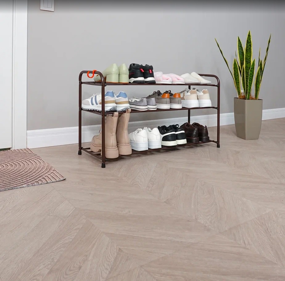 Этажерка "обувница" металл. "Альфа 33" 3полки, ш.0,87м, в.0,4м, гл.0,3м Коричн. ПДОА33 КОР "ЗМИ"*1