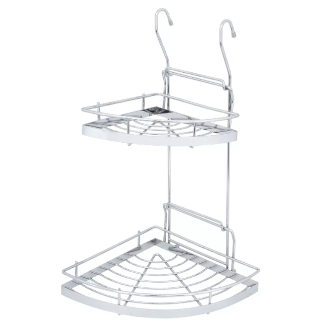 Полка навесная на рейлинг d16мм металл. хромир. Угловая 2-х яр. 23х23см "Manzzaro" HD 31.01.00 *1/8