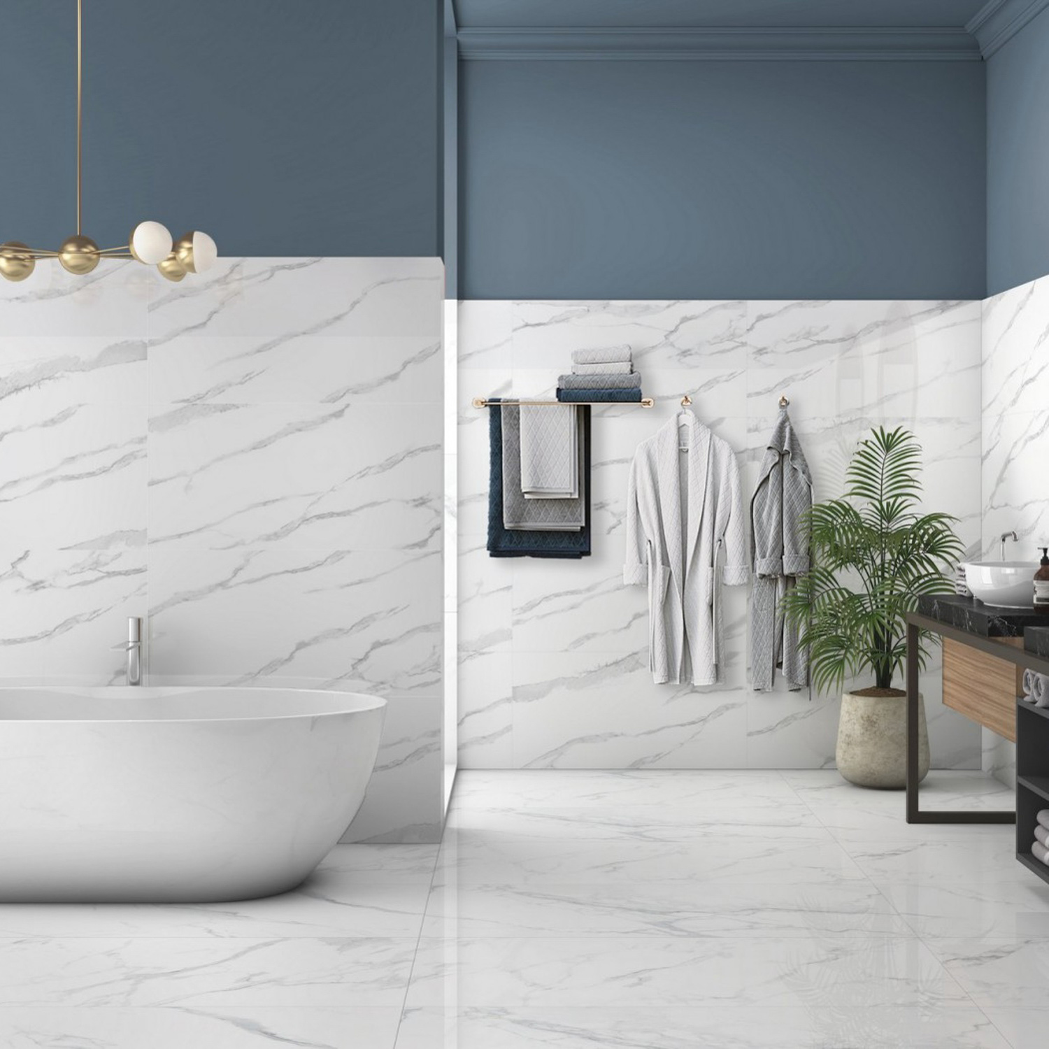 Керамогранит 1.44 м² Global Tile Santi PGT 2204/30, 1200x600х9 мм, полированный, белый