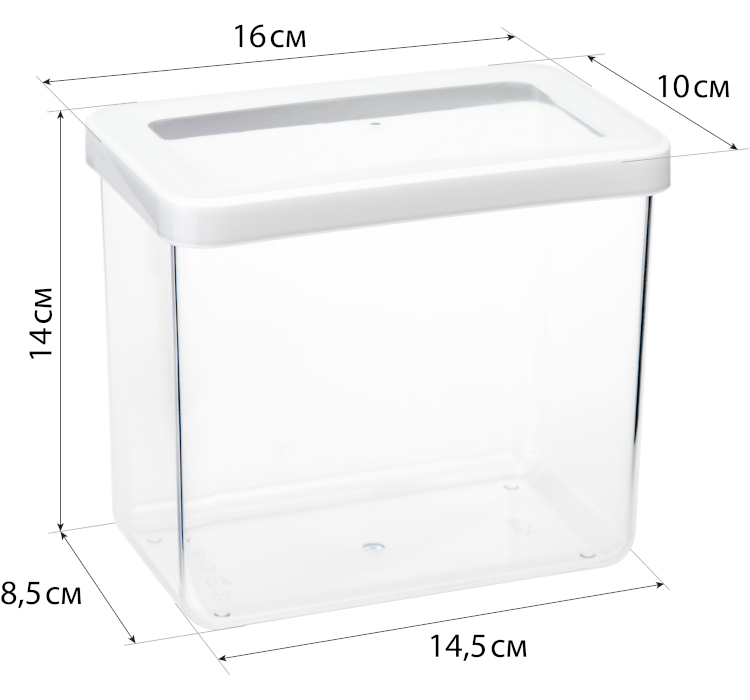 Банка для продуктов пластм. "Степ" 1,7л 160х100x140мм М1297 ("М-Пластика") *1/10