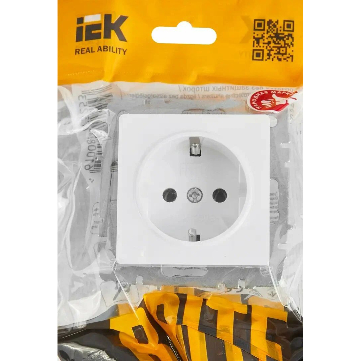 Механизм розетки "BRITE" 1-мест. белая с заземлением 16 А IEK BR-R11-16-K01-F  *10/100