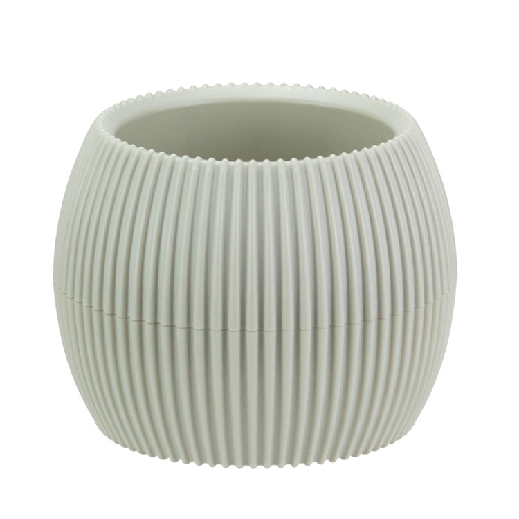 Кашпо пластм. "Пиканто" 0,35л d вверха 8мм h9мм с поддон,с дрен.реш. Белый ротанг М3211 ("М-П")*1/12