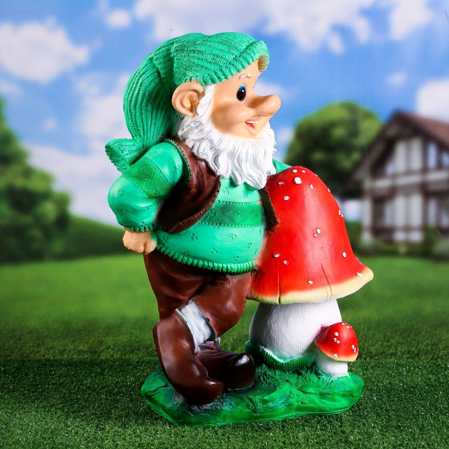 Садовая фигура "Гном с грибом" 40х22х50см 9438627