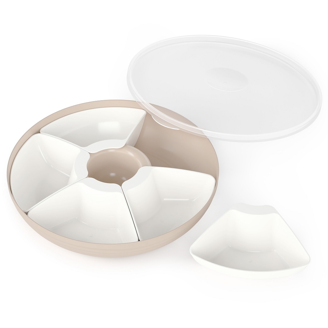 Блюдо пластм. "менажница" "Оазис" d285мм с крышкой М9023  ("Аьлтернатива") *1/9