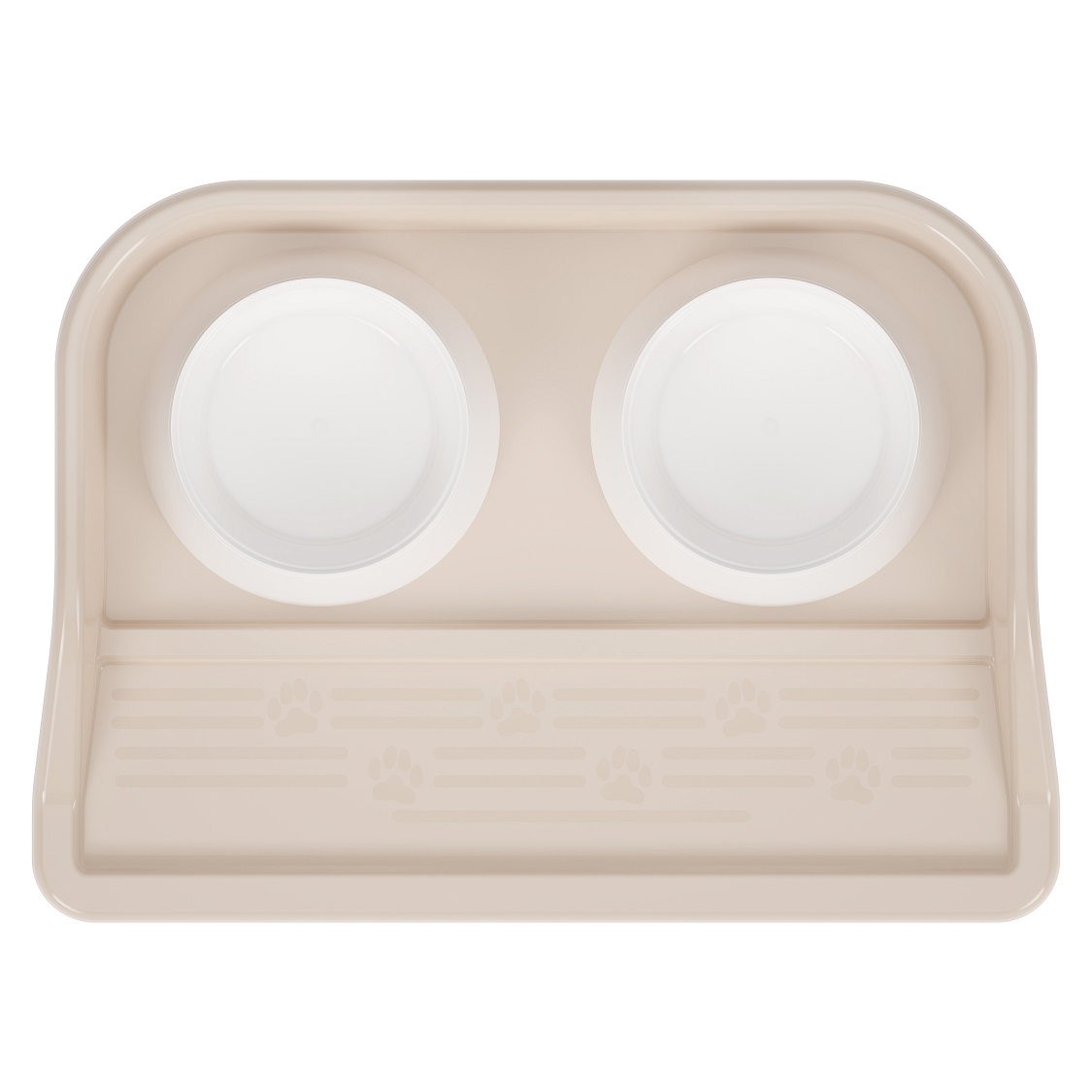 Миски для животных пластм. 2-е ёмкости на ПОДДОНЕ 410х300х60мм Бежевый М8631 *1/10