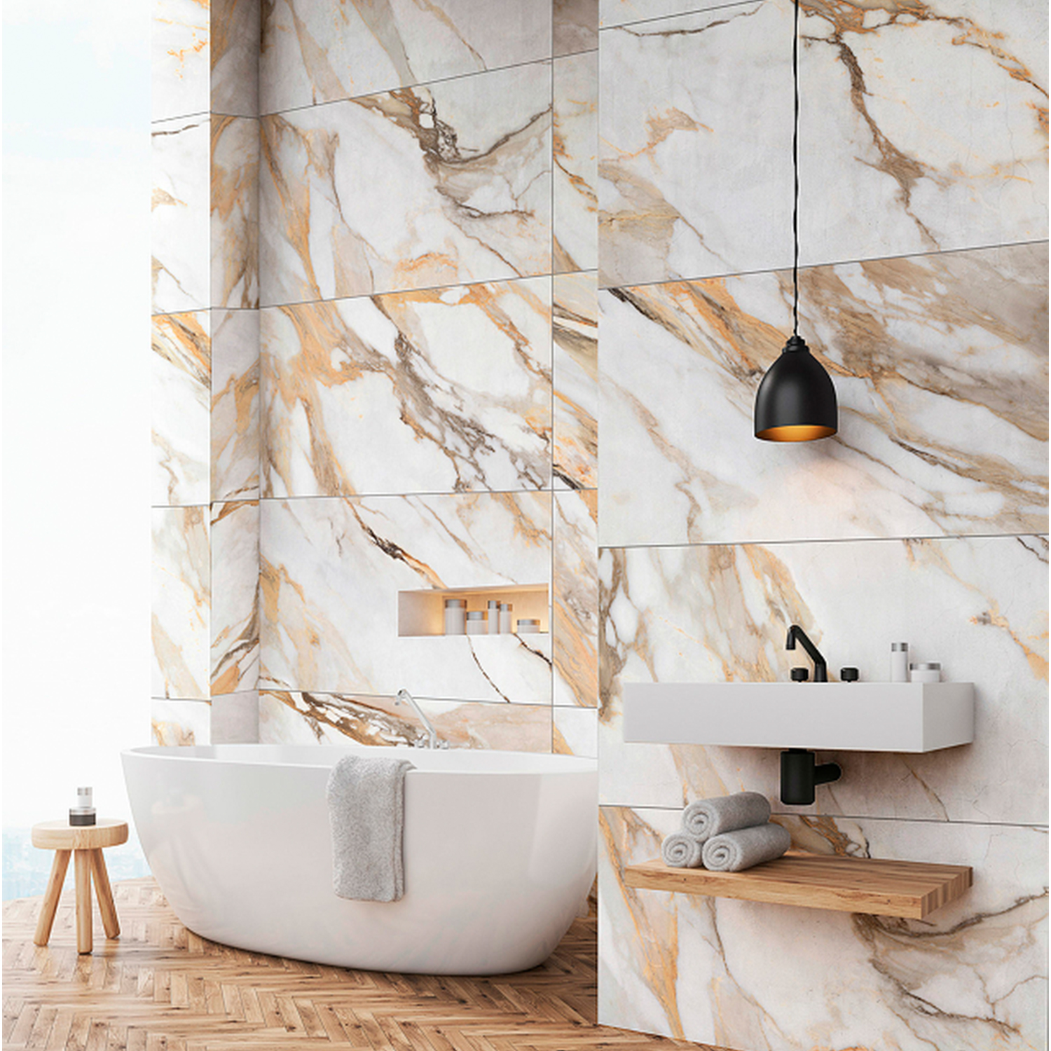 Керамогранит 1.44 м² Global Tile Borghini GT120605403PR, 1200x600x9 мм, полированный, белый