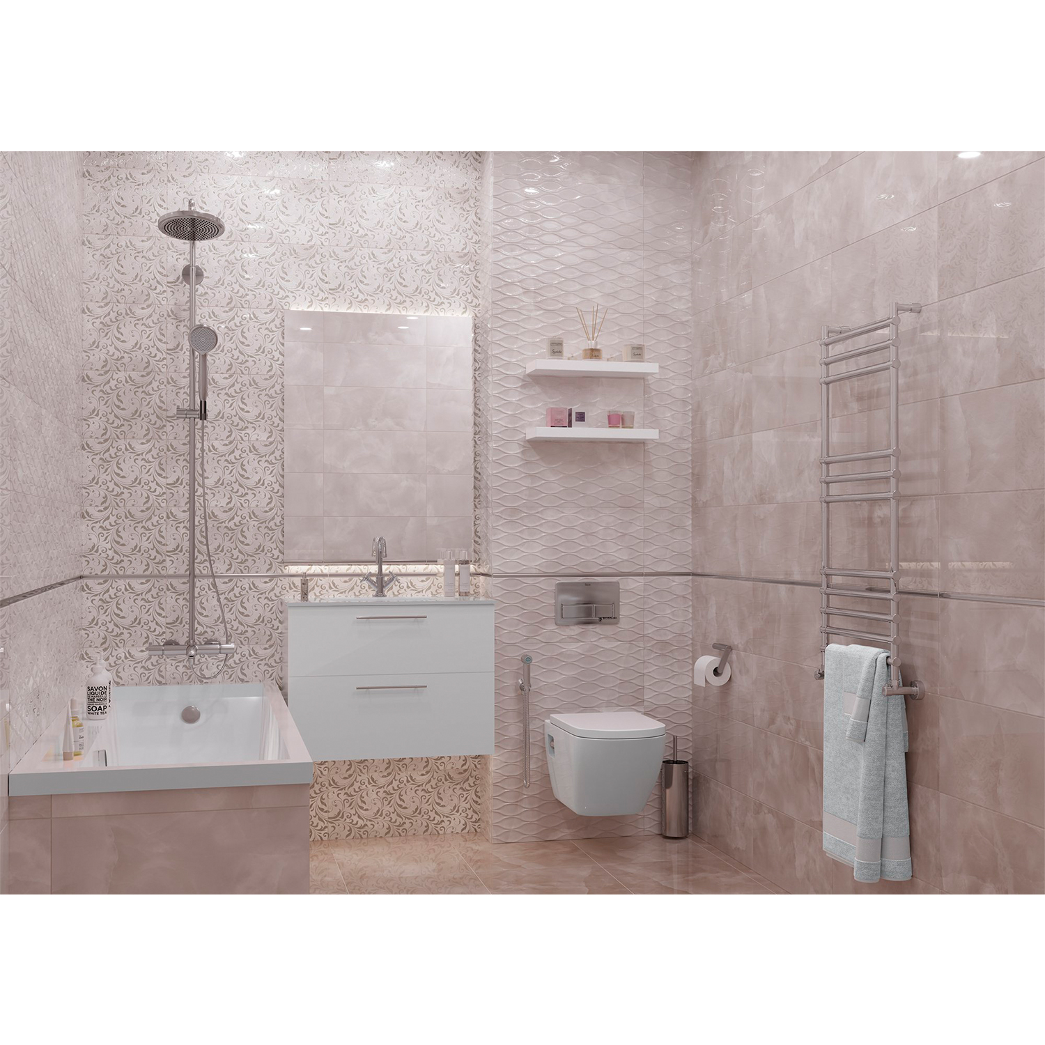 Керамогранит 1.62 м² Global Tile Neo Chic, 450х450х8 мм, глазурованный, бежевый