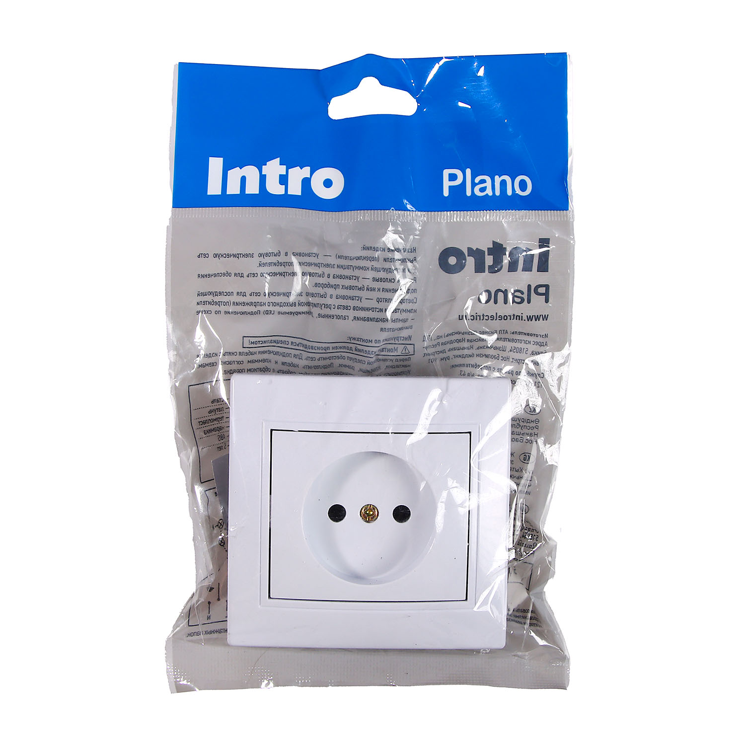 Розетка Intro Plano СП 1-мест. белая сз 2P+E Schuko 16А-250В IP20 1-202-01
