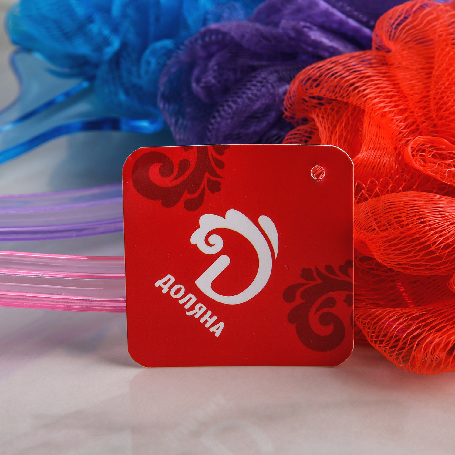 яяяМочалка для тела с ручкой, двухцветная, 30 гр, цвет МИКС 142993