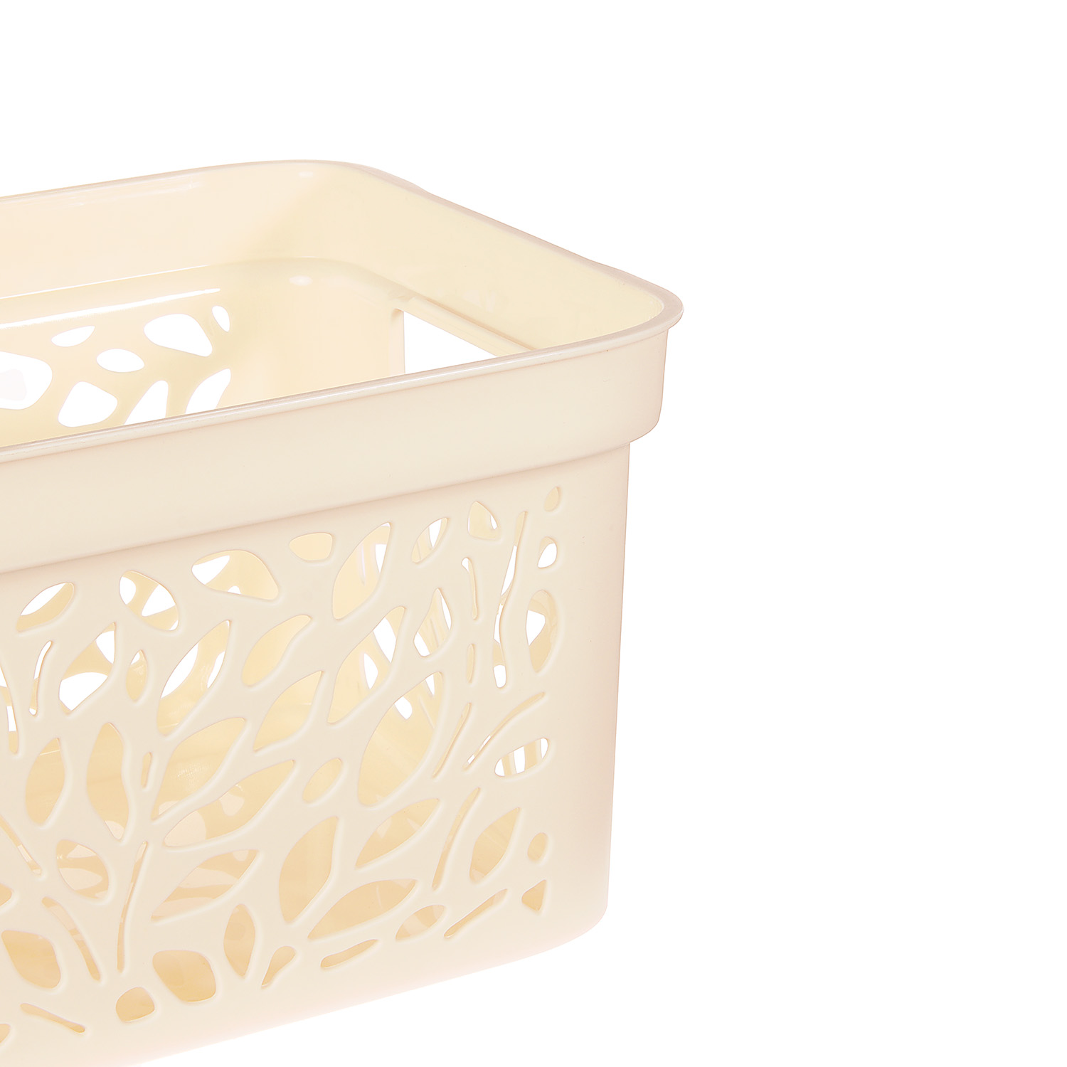 Корзина для хранения пластм. "Leaves" 274х197х140мм с Крышкой 5,5л Молочный 836 ("Полимербыт")*1/18