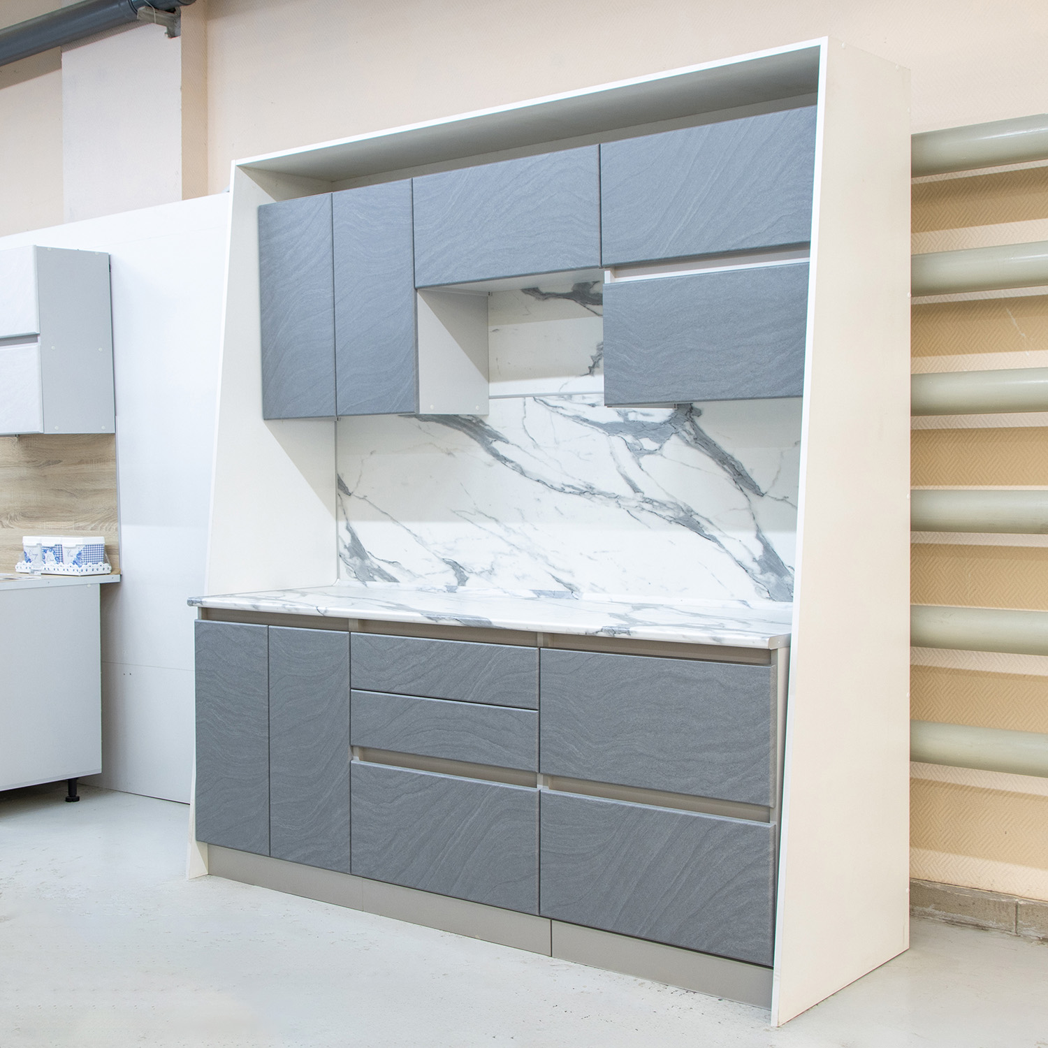 Шкаф напольный 600х850х600 мм BROZEX-WOOD GreyWind, с двумя ящиками