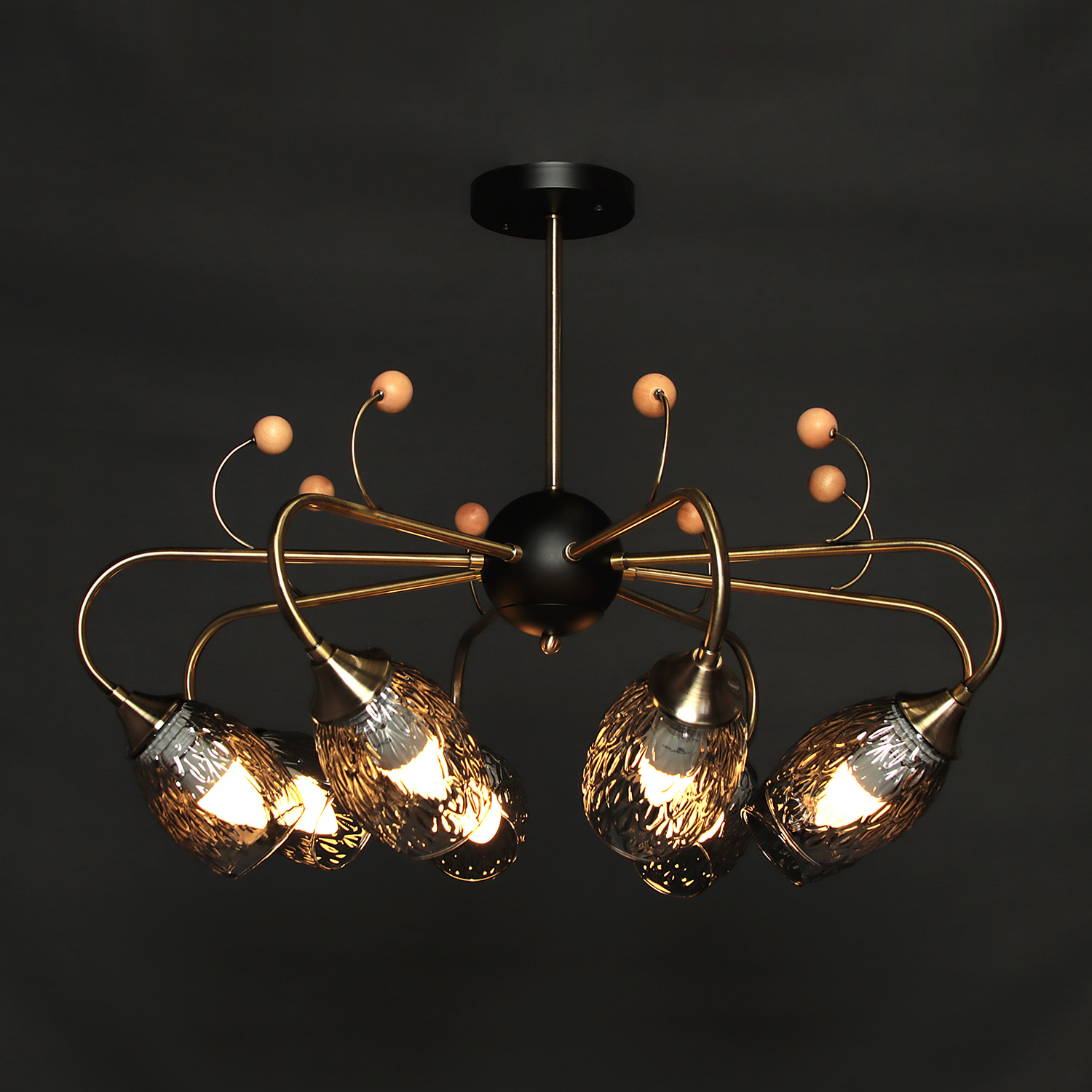 Люстра Verner Lighting K2097/8, 40 Вт, E27, 8 ламп, античная бронза/черный