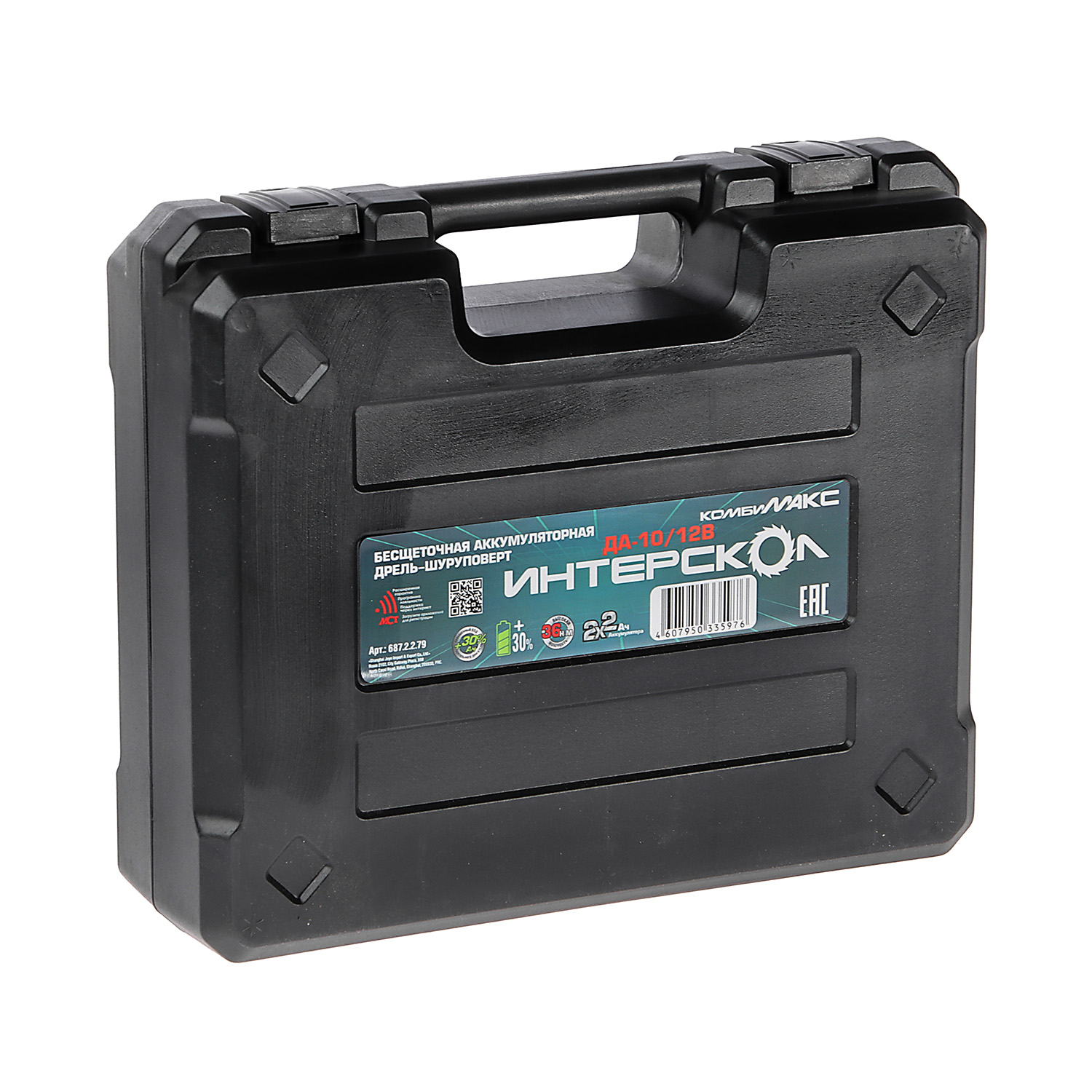 Дрель-шуруповерт 12В 2скор.0-420/0-1450об/мин 36Нм2Ач 2аккум Б/Щ КомбиМАКС ДА-10/12В ИНТЕРСКОЛ *1/6