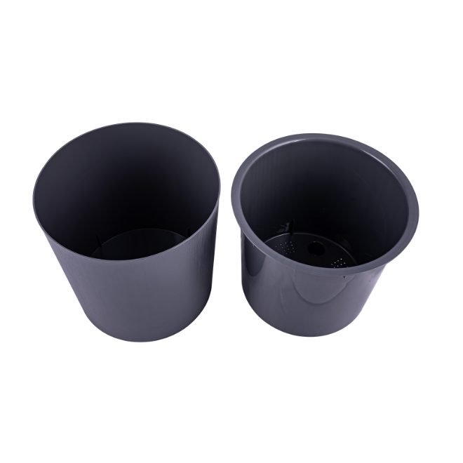 Кашпо пластм. "Genius"  3,9л d верха 182мм h180мм со вставкой Серый 76505*1/18