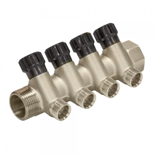 Коллектор СТМ, 4 выхода, с регулировочными вентилями, 3/4"х1/2"