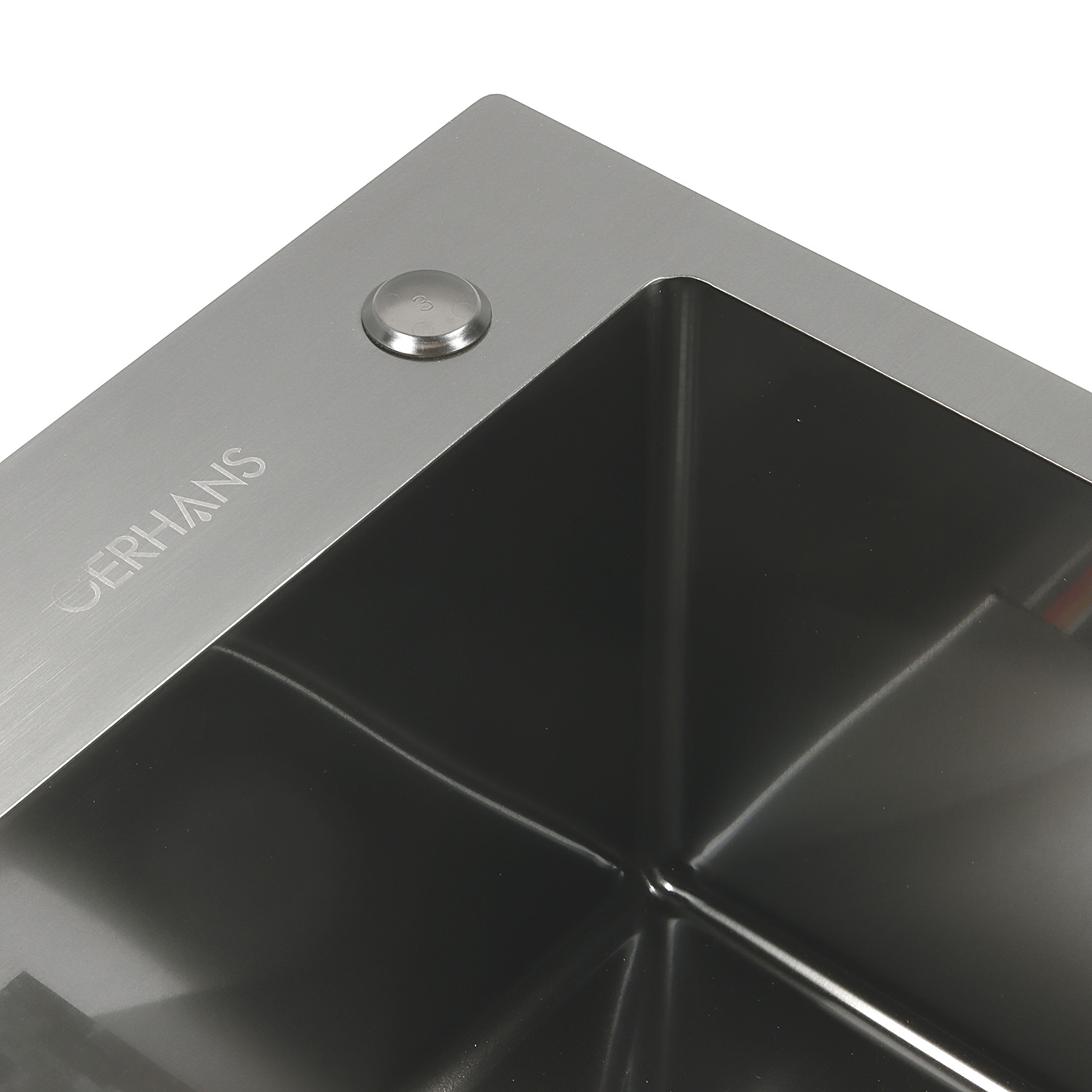 Мойка нерж. врезная 500х440х220мм графит, толщ.1мм, с сифоном, отв. под смеситель, GERHANS *1/5